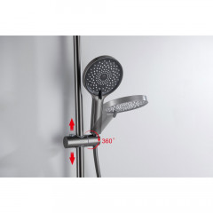 AQ2740BGM ЛУГАНО душевая система (смеситель для ванны) 255 мм, оружейная сталь (шлиф. черный хром)