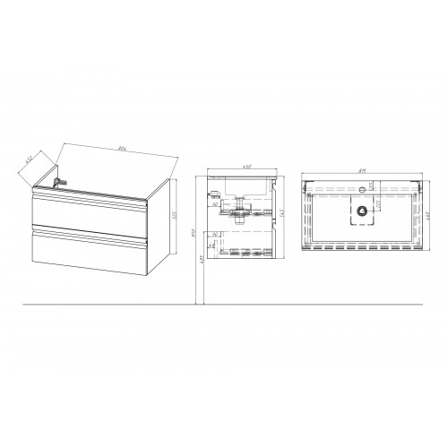 AQ77080-LC Комплект мебели:Тумба 80см ВЕГА с раковиной AQ0480-00, 2 ящика, цвет капучино светлый