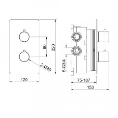 AQ1393BGM ЕВРОПА термостатический смеситель для ванны 3 режима (внешняя и скрытая часть), оружейная сталь (шлиф. черный хром)