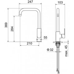 AQ1480CR ЛИРА смеситель для кухни