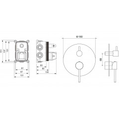 AQ1347CR ЕВРОПА смеситель для ванны 3 режима (внешняя и скрытая часть)