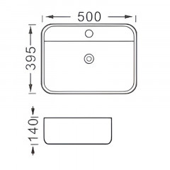 AQ5506-MB ВЕГА раковина 500*395*140 для установки на столешницу, матовый черный