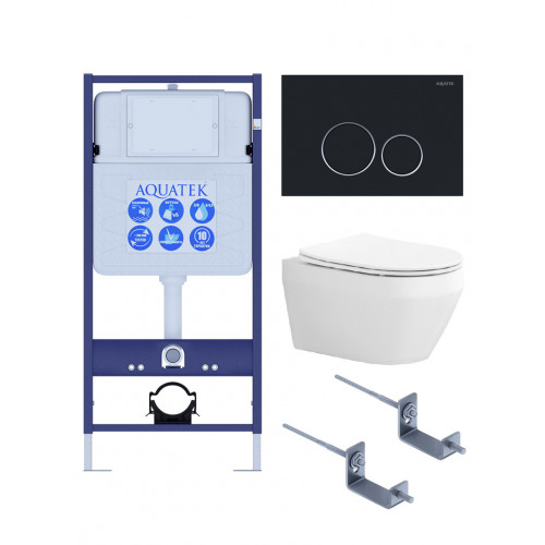 SET AQUATEK ЛЕЯ Т (рама AQUATEK Standard INS-0000012, клавиша KDI-0000020 ,KKI-0000002 крепёж+унитаз ЛЕЯ AQ1199T-00 с тонким сиденьем soft-close