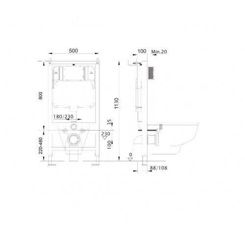 SET AQUATEK ЛЕЯ Т (рама AQUATEK Standard INS-0000012, клавиша KDI-0000020 ,KKI-0000002 крепёж+унитаз ЛЕЯ AQ1199T-00 с тонким сиденьем soft-close