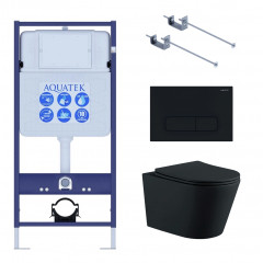 Set AQUATEK ВЕГА (рама AQUATEK Standard INS-0000012 с звукоиз.прокладкой+крепеж KKI-0000001+кнопкаKDI-0000017+унитаз ВЕГА AQ1905-MB с крышкой-сиденьем