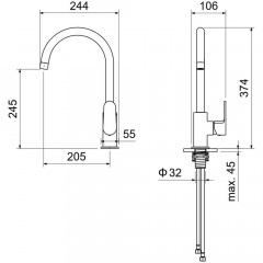 AQ1282BG ОБЕРОН смеситель для кухни, шлиф. золото