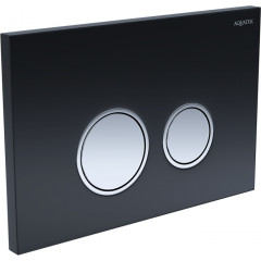 KDI-0000029 (006E3) Панель смыва Черная,закаленное стекло (клавиша круглая,ободок хром)