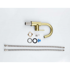 AQ1307BG ЕВРОПА смеситель для раковины, без донного клапана, шлиф. золото