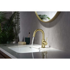 AQ1307BG ЕВРОПА смеситель для раковины, без донного клапана, шлиф. золото
