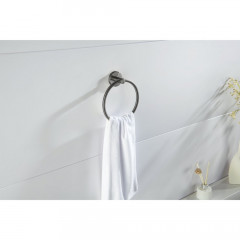 AQ4112BGM ЕВРОПА полотенцедержатель кольцо, оружейная сталь (шлиф. черный хром)