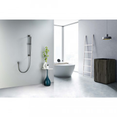 AQ2012BGM ЕВРОПА душевой гарнитур 1jet 65 см, оружейная сталь (шлиф. черный хром)