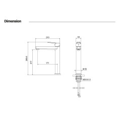 AQ1704CR ЛУГАНО смеситель для раковины высокий 217, без донного клапана