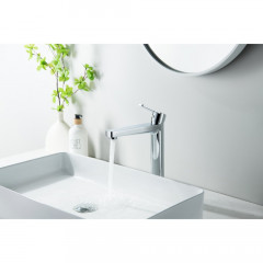 AQ1704CR ЛУГАНО смеситель для раковины высокий 217, без донного клапана