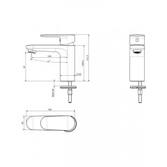 AQ1810BGM НИКА смеситель для раковины 90 без донного клапана, оружейная сталь