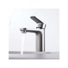 AQ1810BGM НИКА смеситель для раковины 90 без донного клапана, оружейная сталь