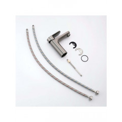 AQ1810BGM НИКА смеситель для раковины 90 без донного клапана, оружейная сталь