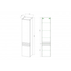 AQ70035R-MG Пенал ВЕГА 35 см, 2 двери, цвет серый матовый, петли справа