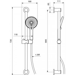 AQ2022CR ЛУГАНО душевой гарнитур 3jet 65 см