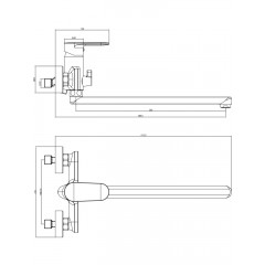 AQ1842MB НИКА смеситель для ванны с длинным изливом, матовый черный