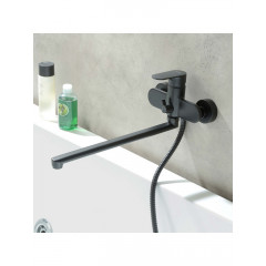 AQ1842MB НИКА смеситель для ванны с длинным изливом, матовый черный