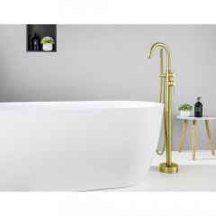 AQ1345BG ЕВРОПА смеситель для ванны напольный, шлиф. золото