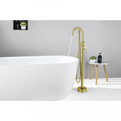 AQ1345BG ЕВРОПА смеситель для ванны напольный, шлиф. золото