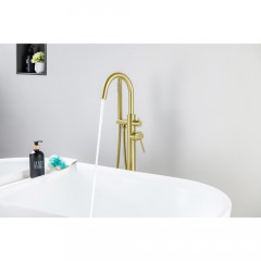 AQ1345BG ЕВРОПА смеситель для ванны напольный, шлиф. золото