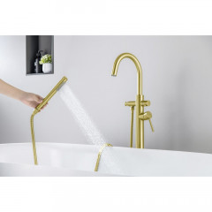 AQ1345BG ЕВРОПА смеситель для ванны напольный, шлиф. золото