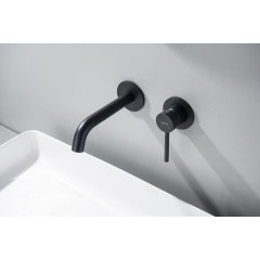 AQ1313MB ЕВРОПА смеситель для раковины настенный 2 отв. (внешняя и скрытая часть), матовый черный