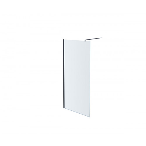 AQ WIW 11020BL Душевая перегородка Walk in с держателем 1100x2000 профиль черный, стекло прозрачное