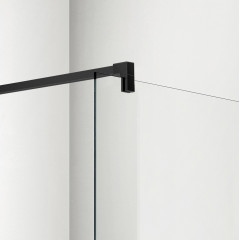 AQ WIW 11020BL Душевая перегородка Walk in с держателем 1100x2000 профиль черный, стекло прозрачное