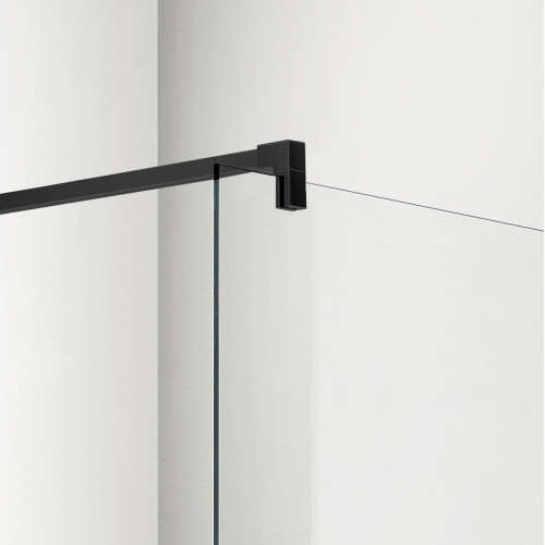 AQ WIW 11020BL Душевая перегородка Walk in с держателем 1100x2000 профиль черный, стекло прозрачное