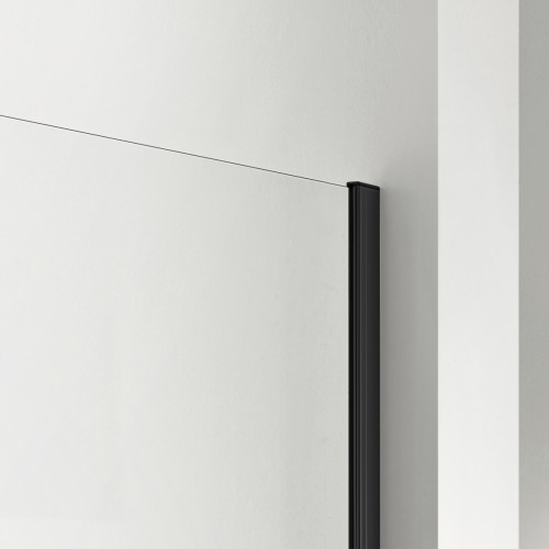 AQ WIW 11020BL Душевая перегородка Walk in с держателем 1100x2000 профиль черный, стекло прозрачное