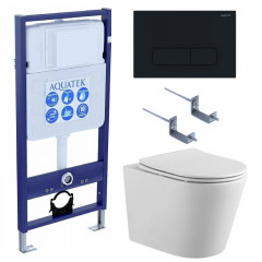 SET AQUATEK ВЕГА cmp-017 (рама AQUATEK Standard INS-0000012 с клавишей KDI-0000017 и крепежом KKI-0000002+унитаз ВЕГА AQ1904-00 с тонким сиденьем sc