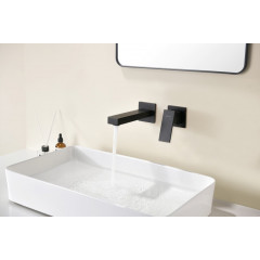 AQ1613MB ЛИБРА смеситель для раковины настенный (внешняя и скрытая часть), матовый черный