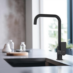 AQ1480MB ЛИРА смеситель для кухни, матовый черный