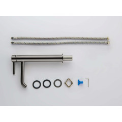 AQ1304BGM ЕВРОПА смеситель для раковины высокий 215, без донного клапана, оружейная сталь (шлиф. черный хром)