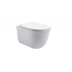 AQ1112-00 КЛАССИК Унитаз подвесной компакт безободковый 490*365*340, тонкое сиденье с механизмом плавного закрывания, крепеж