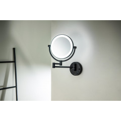 AQ4912MB зеркало косметическое настенное с подсветкой 5х, матовый черный