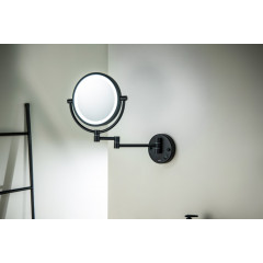 AQ4912MB зеркало косметическое настенное с подсветкой 5х, матовый черный