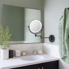 AQ4912MB зеркало косметическое настенное с подсветкой 5х, матовый черный