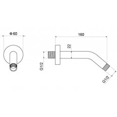 AQ2173MB держатель верхнего душа настенный 160 мм, матовый черный