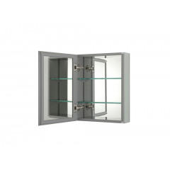AQ7508-MC Алюминиевый зеркальный шкаф без подсветки 508*660*134, крепеж.Одна зеркальная дверца,две стекл.полки,установка с левым или правым поворотом
