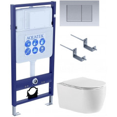 SET AQUATEK ЕВРОПА cmp011 (рама AQUATEK Standard INS-0000012, клавиша KDI-0000011, крепеж KKI-0000002+унитаз ЕВРОПА AQ1106-00 с тонким сиденьем sc)