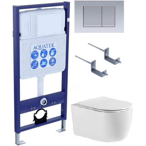 SET AQUATEK ЕВРОПА cmp011 (рама AQUATEK Standard INS-0000012, клавиша KDI-0000011, крепеж KKI-0000002+унитаз ЕВРОПА AQ1106-00 с тонким сиденьем sc)