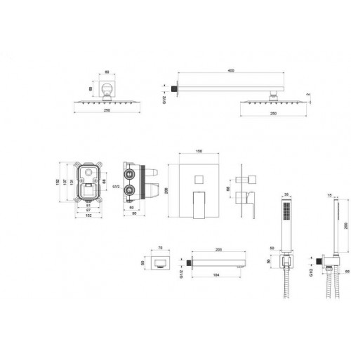 AQ1673CR ЛИБРА Set 4 в 1 душевой комплект 3 режима