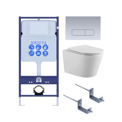 SET AQUATEK ВЕГА-1905-014 (рама AQUATEK Standard INS-0000012 с клавишей KDI-0000014 и крепежом KKI-0000002+унитаз ВЕГА AQ1905-00 с тонким сиденьем sc