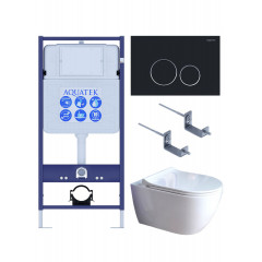 SET AQUATEK ПОЛАРИС (рама AQUATEK Standard INS-0000012+унитаз ПОЛАРИС AQ0700-01 с тонким сиденьем soft-close+ крепеж KKI-0000002 +панель KDI-0000020)