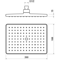 AQ2087MB прямоугольный верхний душ 260*188*68 мм, матовый черный