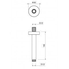 AQ2171BGM держатель верхнего душа потолочный 150 мм, оружейная сталь (шлиф. черный хром)